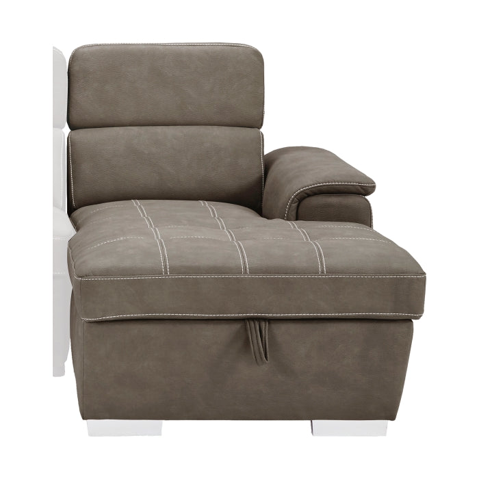 2-Piece Sectional with Adjustable Headrests, Pull-out Bed and Right Chaise with Hidden Storage