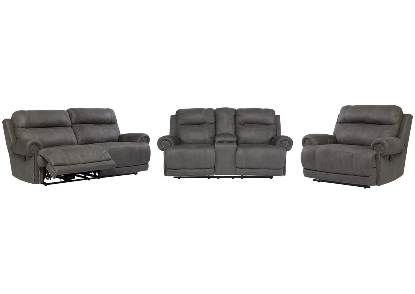 Austere Reclining Sofa, Loveseat and Recliner Set