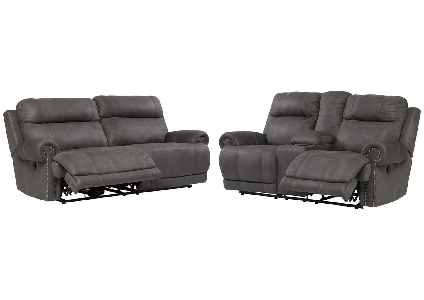 Austere Manual Reclining Sofa and Loveseat Set