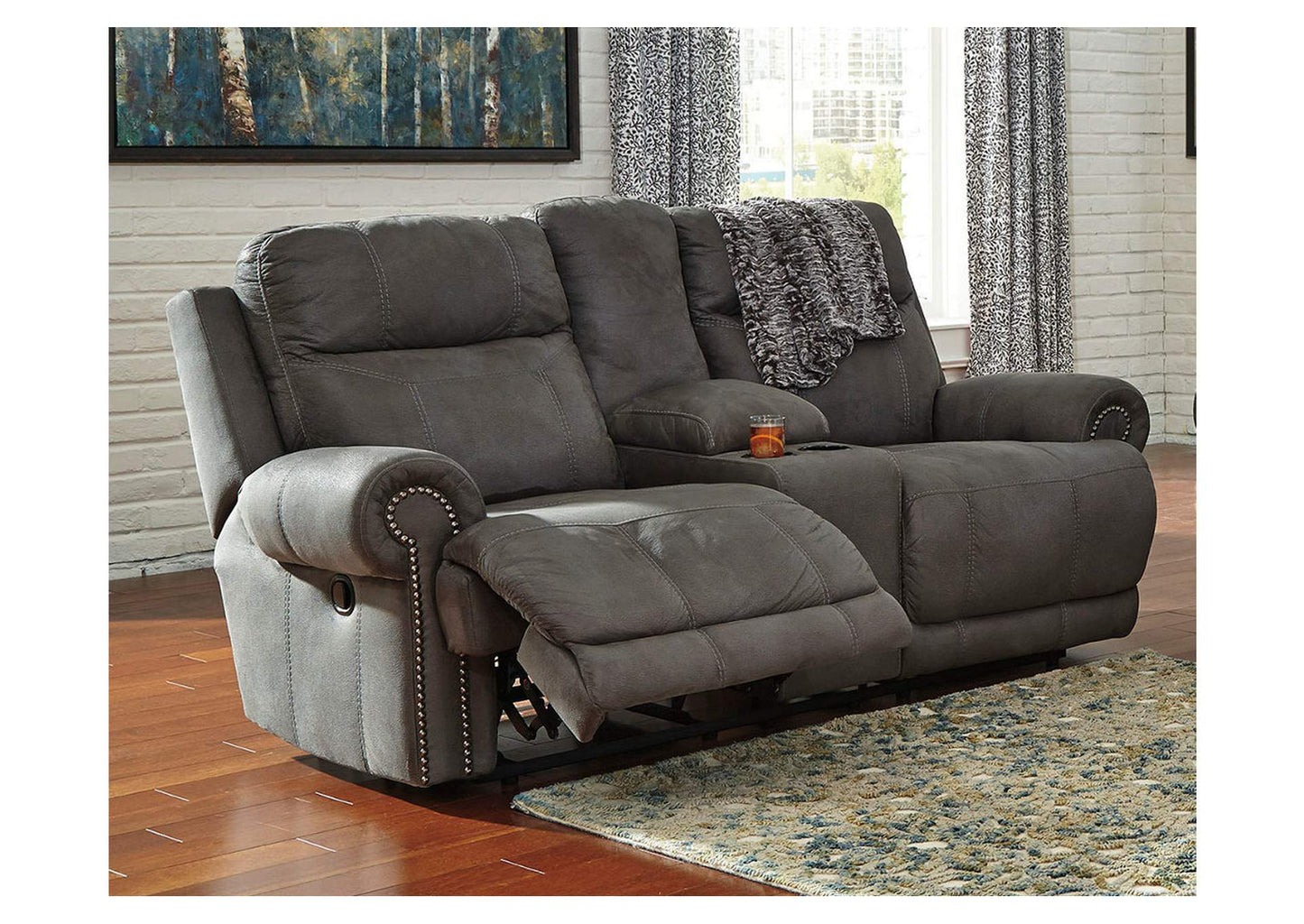 Austere Reclining Loveseat with Console