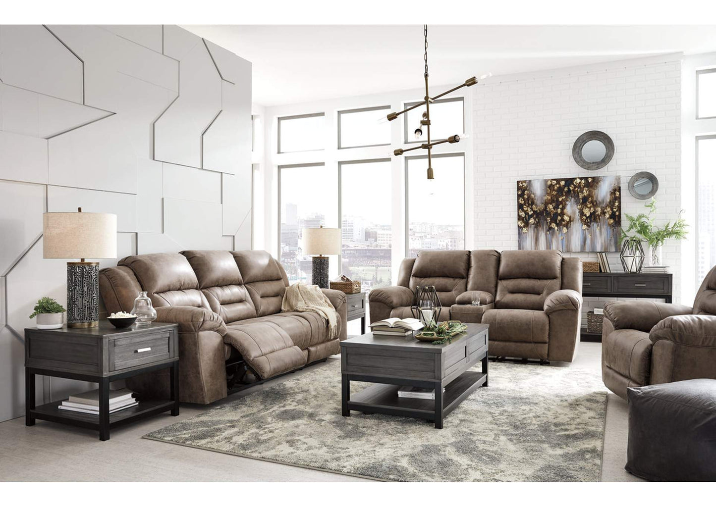 Stoneland Reclining Sofa, Loveseat and Recliner Set