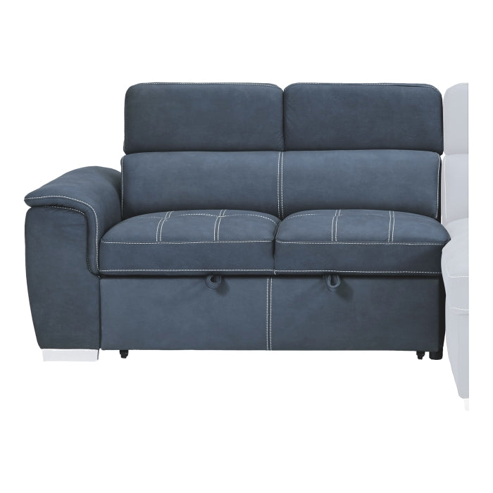 2-Piece Sectional with Adjustable Headrests, Pull-out Bed and Right Chaise with Hidden Storage