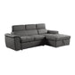 2-Piece Sectional with Adjustable Headrests, Pull-out Bed and Right Chaise with Hidden Storage