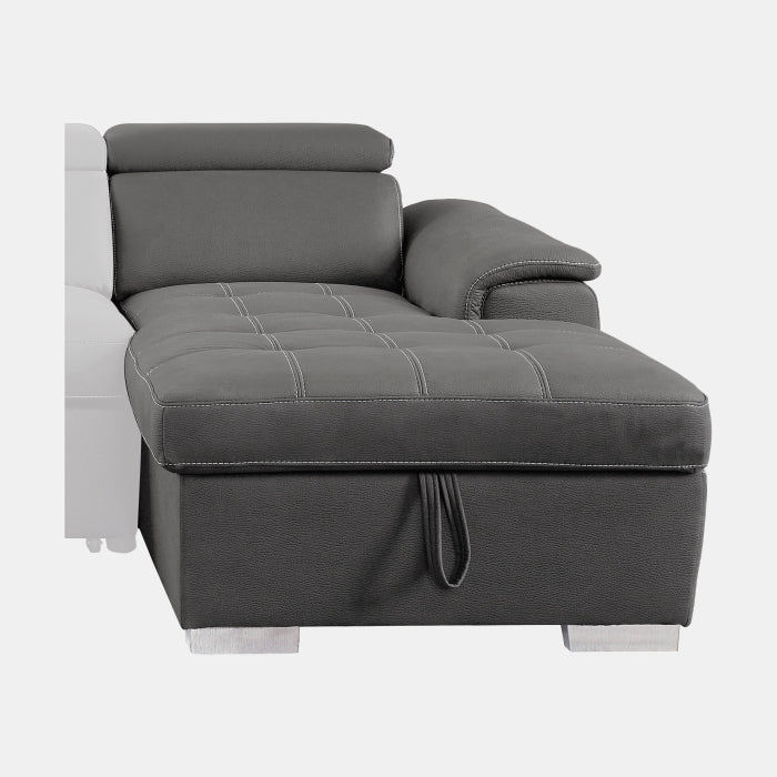 2-Piece Sectional with Adjustable Headrests, Pull-out Bed and Right Chaise with Hidden Storage