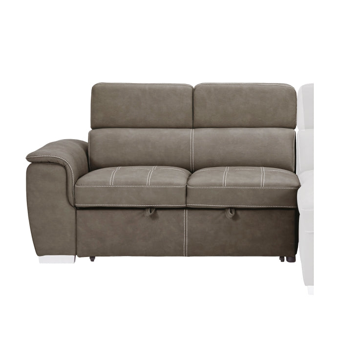 2-Piece Sectional with Adjustable Headrests, Pull-out Bed and Right Chaise with Hidden Storage