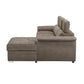 2-Piece Sectional with Adjustable Headrests, Pull-out Bed and Right Chaise with Hidden Storage