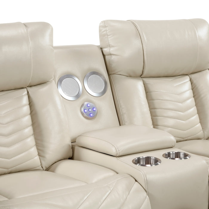 Power Double Reclining Love Seat with Console, Wireless Speakers, LED and Charging Ports