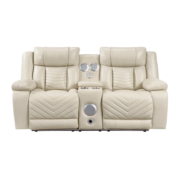 Power Double Reclining Love Seat with Console, Wireless Speakers, LED and Charging Ports