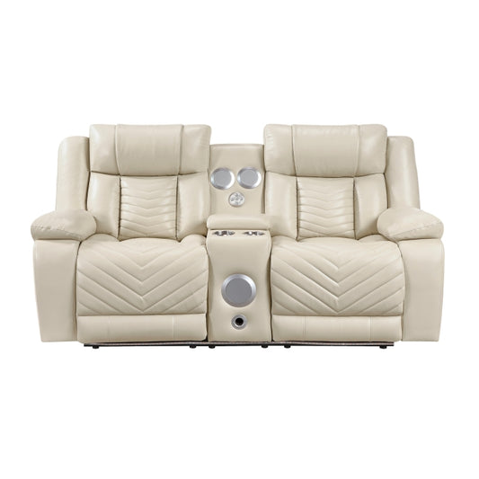Power Double Reclining Love Seat with Console, Wireless Speakers, LED and Charging Ports