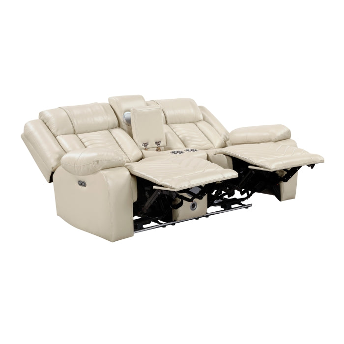 Power Double Reclining Love Seat with Console, Wireless Speakers, LED and Charging Ports