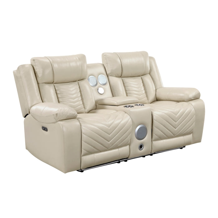 Power Double Reclining Love Seat with Console, Wireless Speakers, LED and Charging Ports