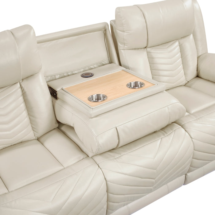 Power Double Reclining Sofa with LED, Wireless charger and charging pore.