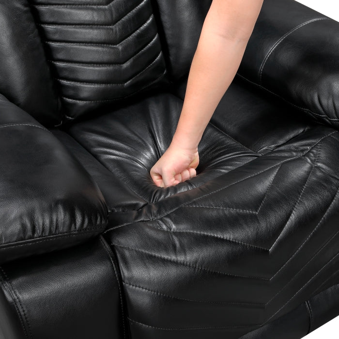 Power Double Reclining Sofa with LED, Wireless charger and charging pore.