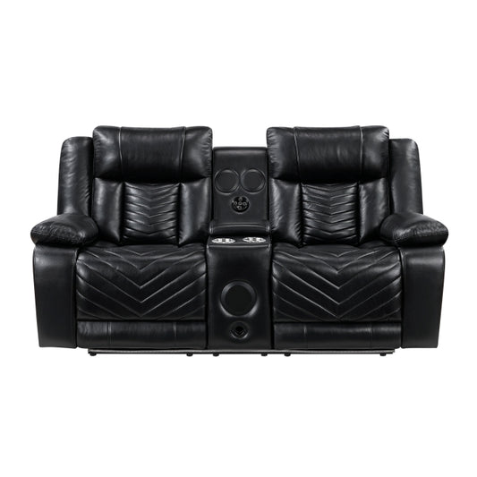 Power Double Reclining Love Seat with Console, Wireless Speakers, LED and Charging Ports