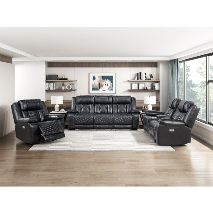 Power Double Reclining Sofa with LED, Wireless charger and charging pore.