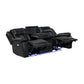 Power Double Reclining Sofa with LED, Wireless charger and charging pore.