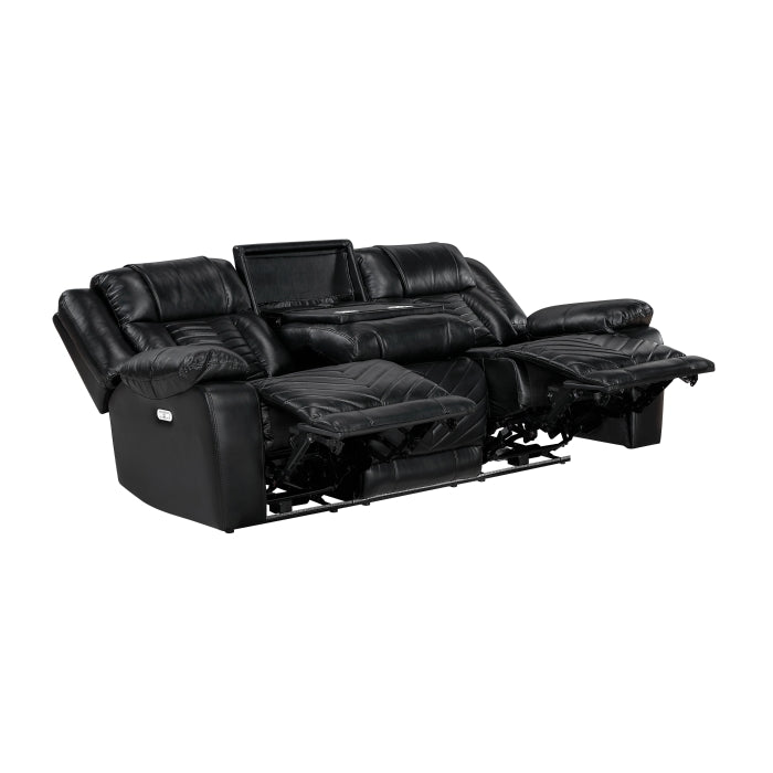 Power Double Reclining Sofa with LED, Wireless charger and charging pore.
