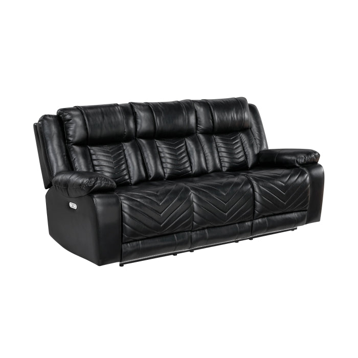 Power Double Reclining Sofa with LED, Wireless charger and charging pore.
