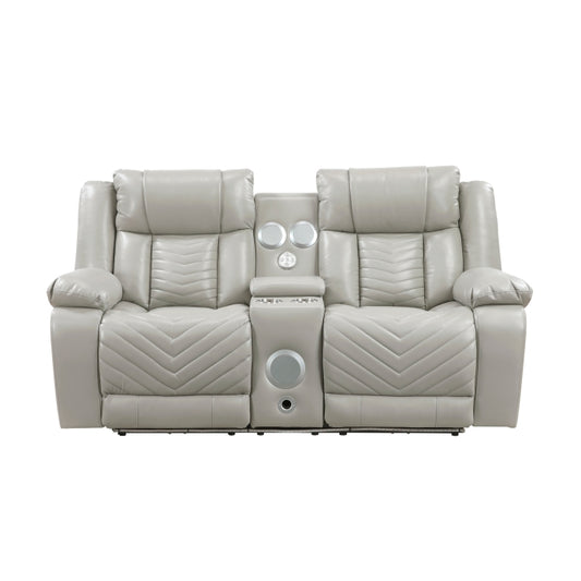 Power Double Reclining Love Seat with Console, Wireless Speakers, LED and Charging Ports
