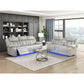 Power Double Reclining Sofa with LED, Wireless charger and charging pore.