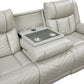 Power Double Reclining Sofa with LED, Wireless charger and charging pore.