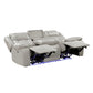 Power Double Reclining Sofa with LED, Wireless charger and charging pore.