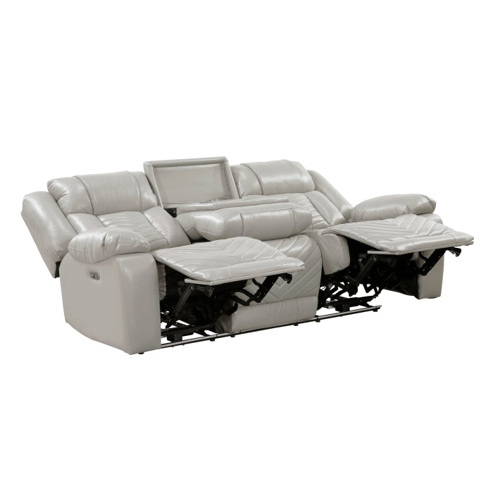 Power Double Reclining Sofa with LED, Wireless charger and charging pore.
