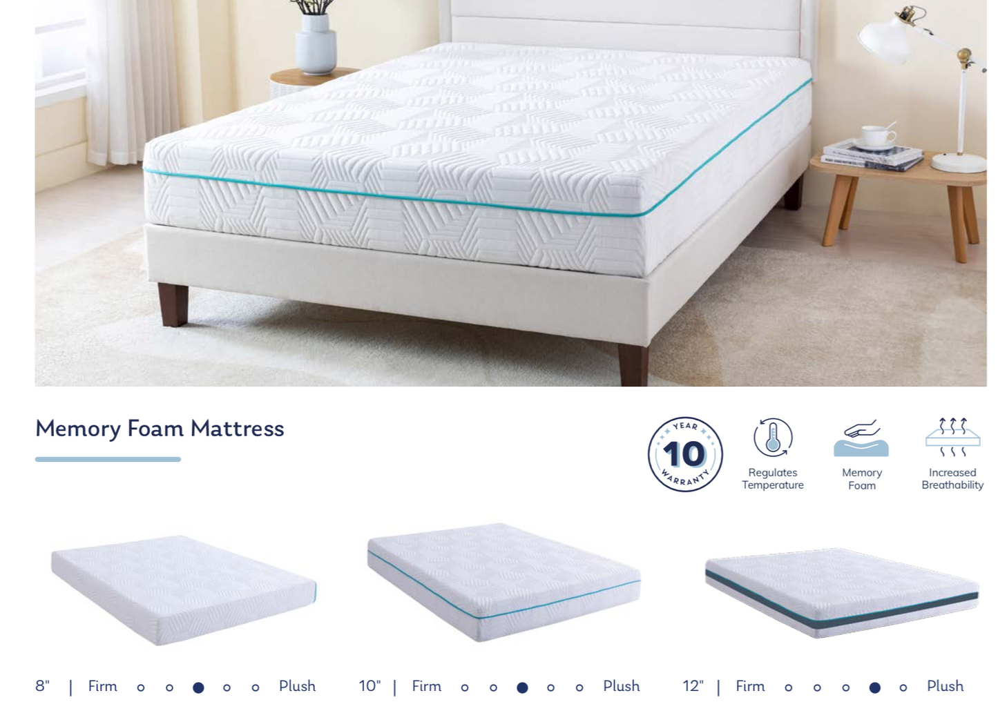 Essential plus memory foam mattress 8", 10" and 12"