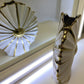 White & Gold Ribbed Fan Vase