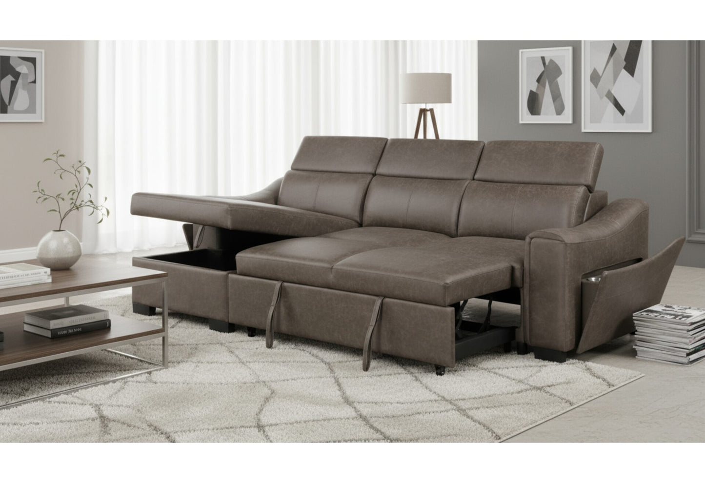 Sectional pull out sofa bed