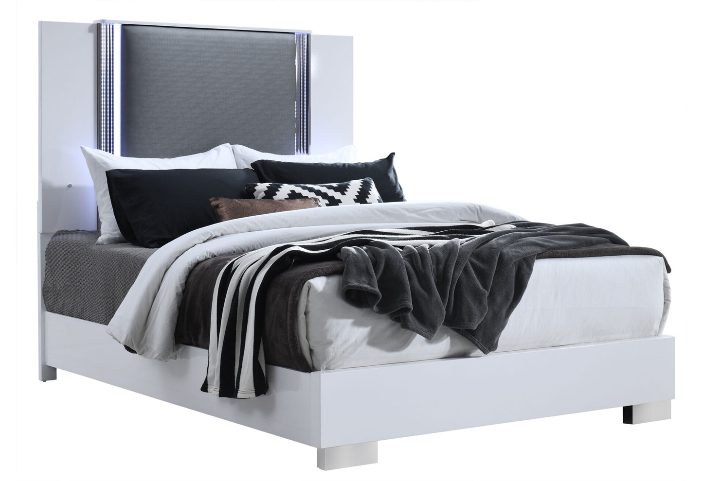 YLIME SMOOTH WHITE QUEEN LED BED
