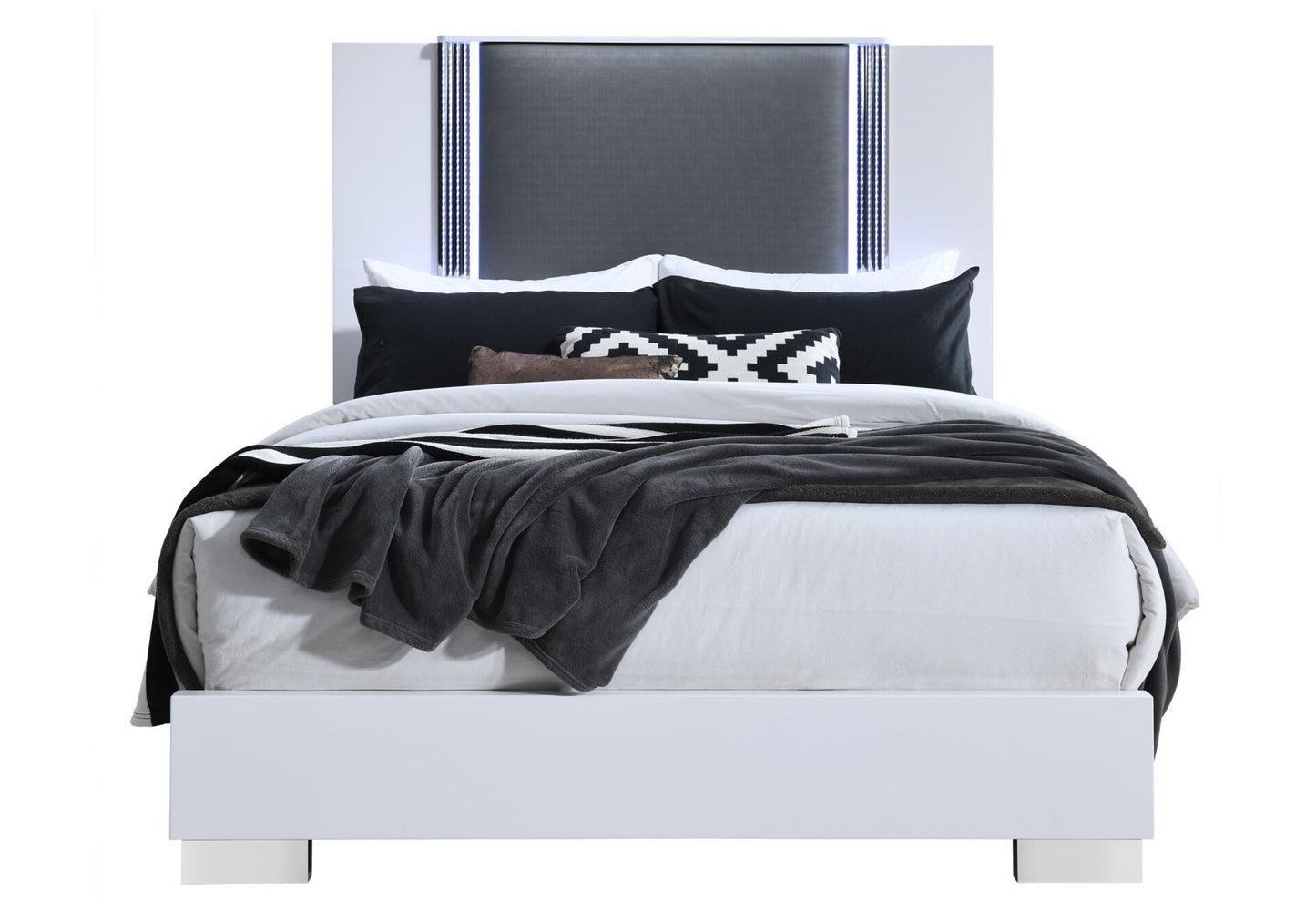 YLIME SMOOTH WHITE QUEEN LED BED