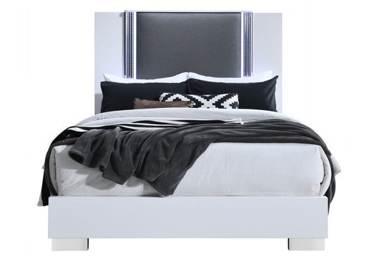 YLIME SMOOTH WHITE QUEEN LED BED
