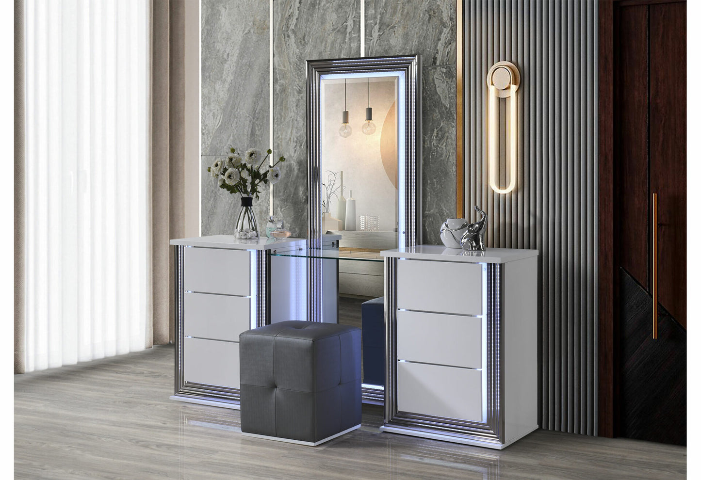 YLIME SMOOTH WHITE-VANITY SET