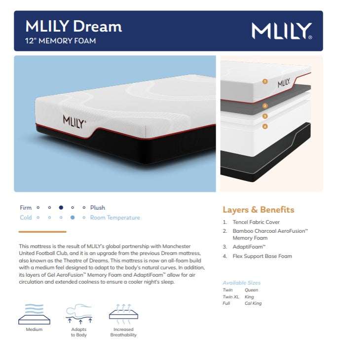 MLILY 12" Dream Memory Foam Mattress