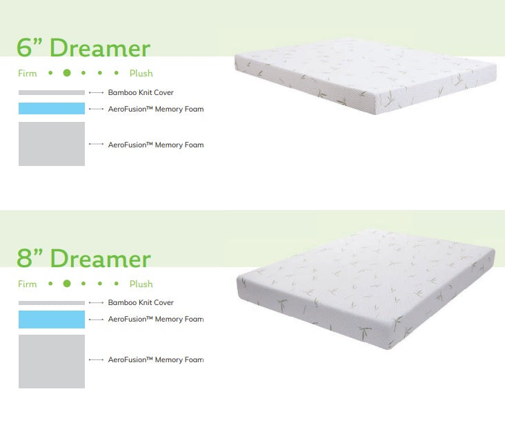 Dreamer Memory Foam Mattress 6", 8" and 10"