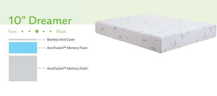 Dreamer Memory Foam Mattress 6", 8" and 10"